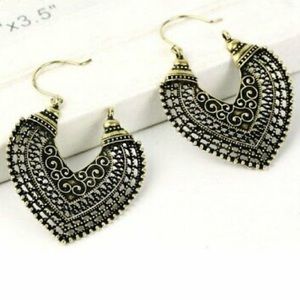 Boho Vintage Bronze Tibetan Carved Earring